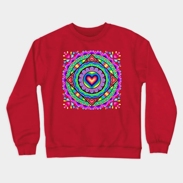 Valentine Heart Mandala Crewneck Sweatshirt by SoozieWray